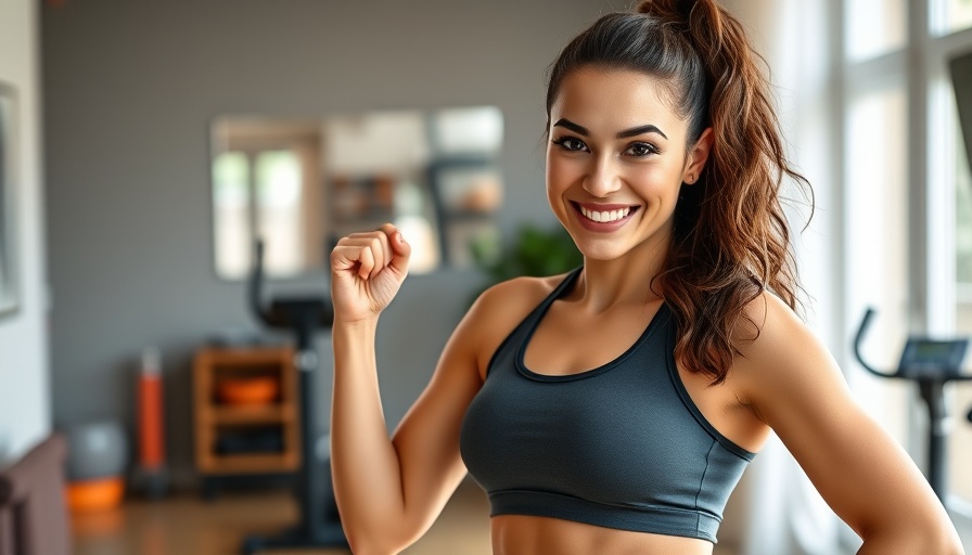Young woman in activewear smiling after kickboxing cardiovascular training.