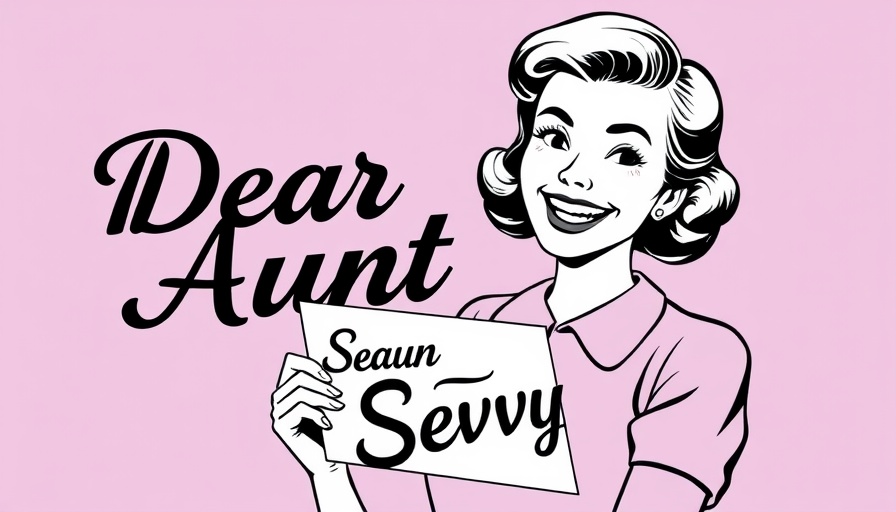 Vintage 'Dear Aunt Sevvy' illustration, SDA community theme.