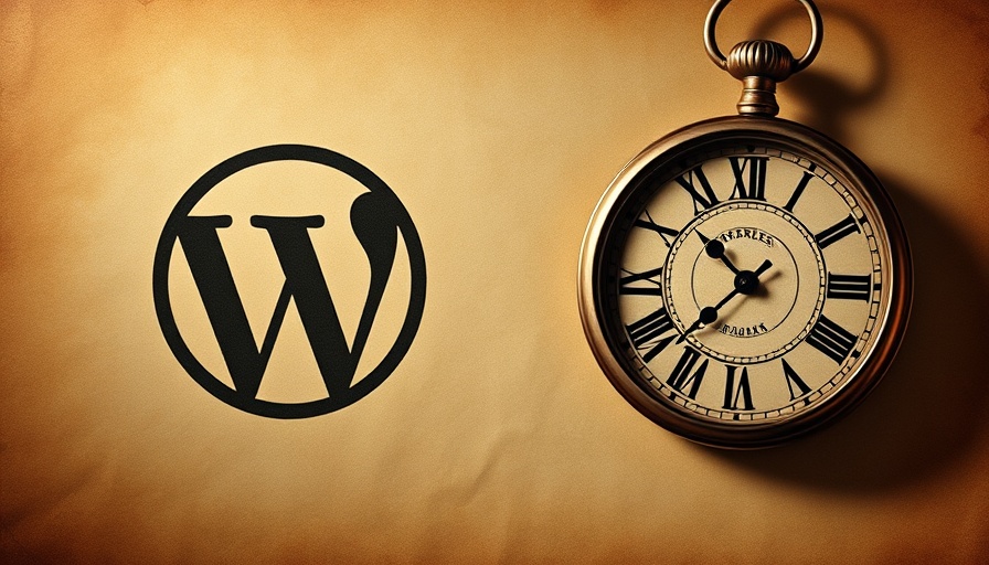 Vintage WordPress logo with clock face for a development comeback theme.