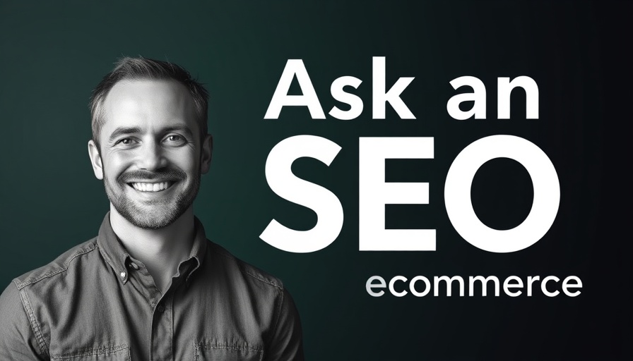 Promotional banner for eCommerce SEO webinar with smiling man.