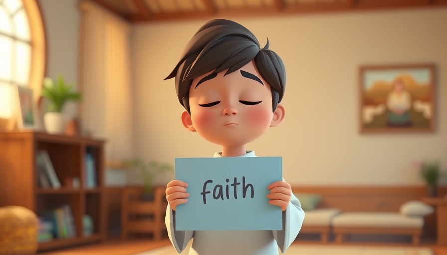 Animated figure with quote on faith, Trusting in God.