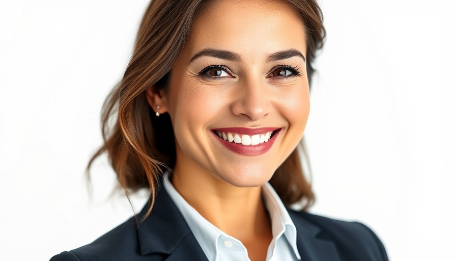 Smiling woman with short hair in professional attire beside editorial text.