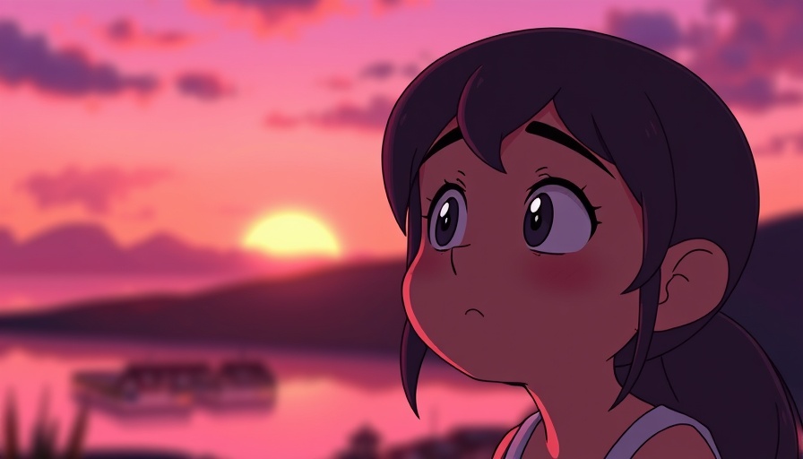 Born Again in Faith animated character reflecting at sunset.