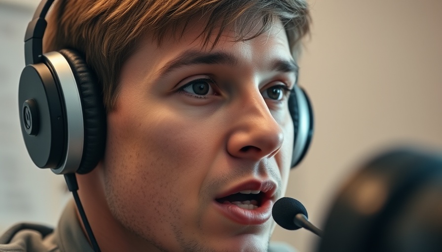 Engaged person with headphones speaking online, discussing AI automation importance for executives.
