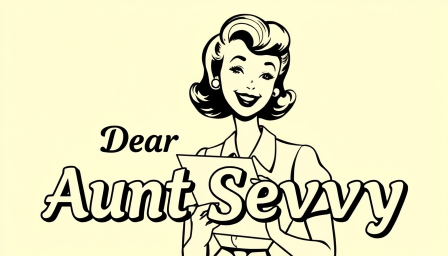 Vintage illustration with woman and 'Dear Aunt Sevvy' text symbolizing communication.