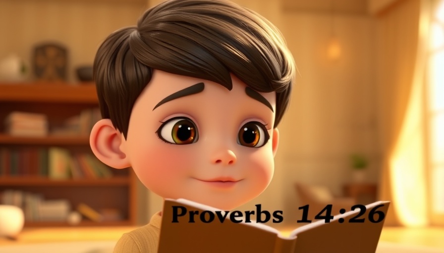 Animated young boy reads Proverbs 14:26, God as your Refuge.