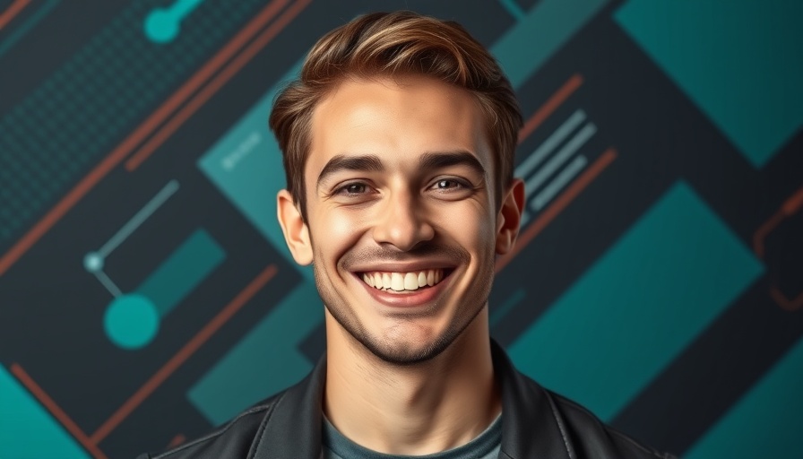 Modern marketing banner with confident man for Product-Led SEO.