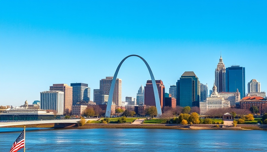 St. Louis skyline with Gateway Arch, 2025 General Conference SDA Agenda.