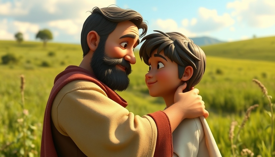 The Prodigal Son Bible Story animated reunion scene.