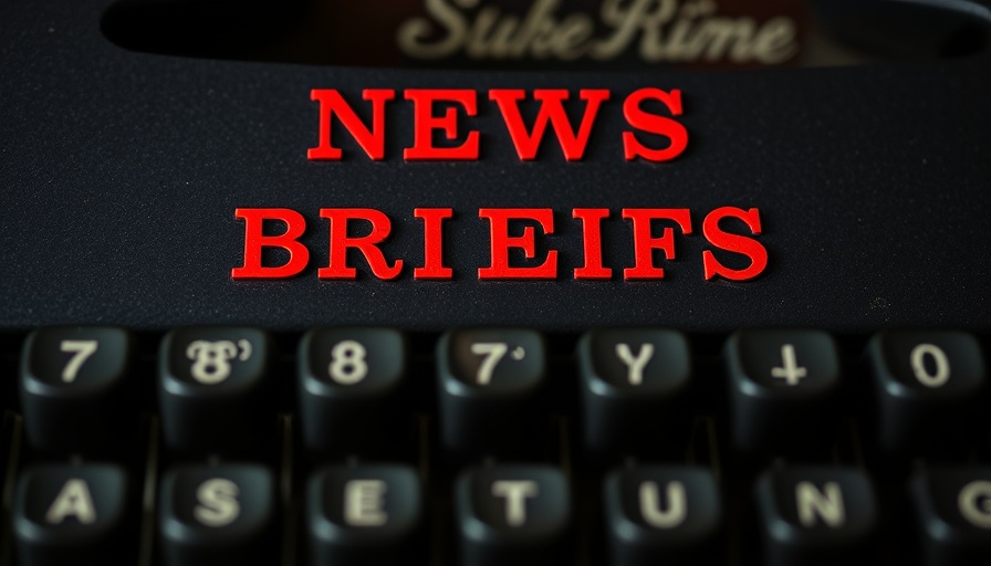 Retro typewriter keys close-up with 'NEWS BRIEFS' text emphasizing Seventh-day Adventist community engagement