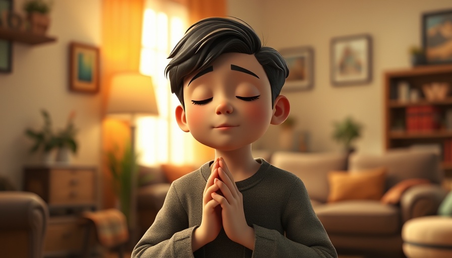 Animated scene of a person praying, expressing gratitude.