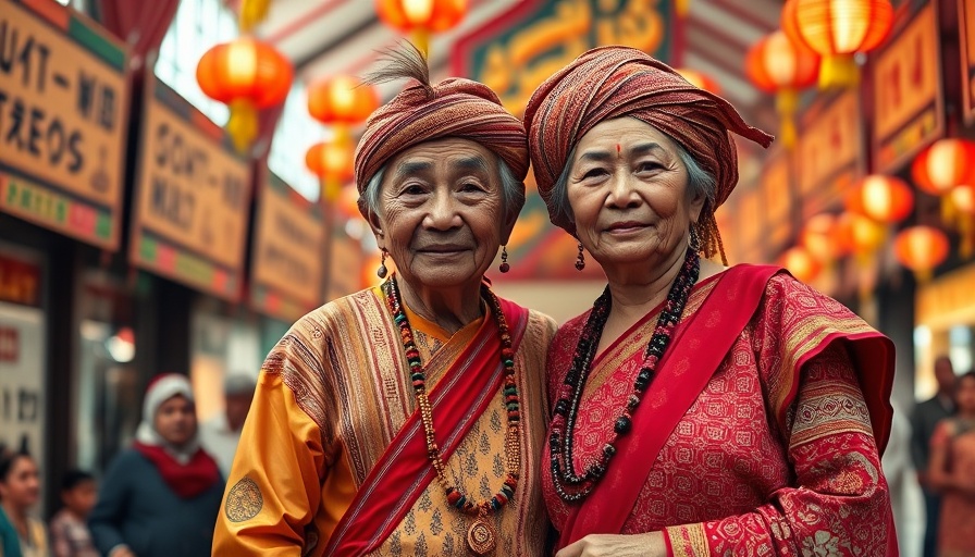 Indigenous couple in traditional attire at an evangelism event.