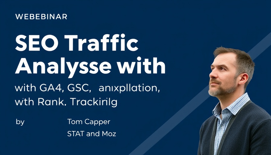 Webinar banner on impact of AI overviews on SEO traffic with Tom Capper.