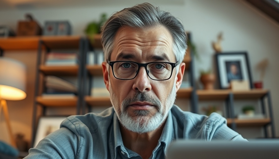 Middle-aged man discussing data transparency in AI during a video call.