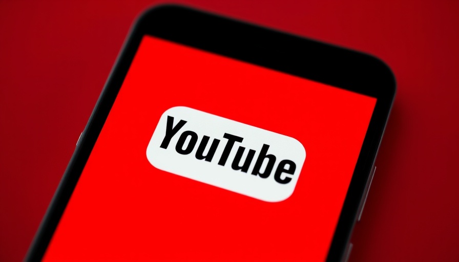 YouTube app logo on smartphone with red background.