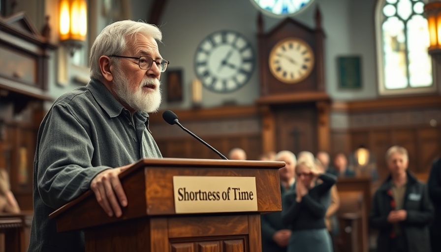 Passionate speaker delivering a sermon in an SDA community setting.