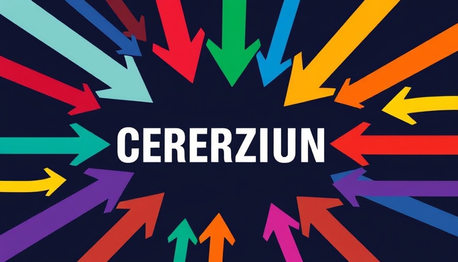 Colorful arrows converging illustrating centralization theme.