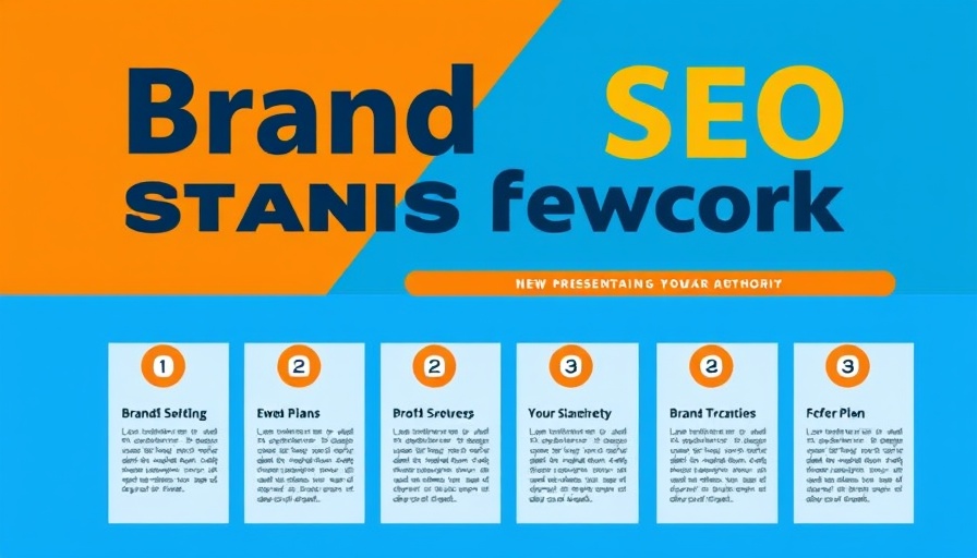 Digital ad for Brand SEO framework with blue background.