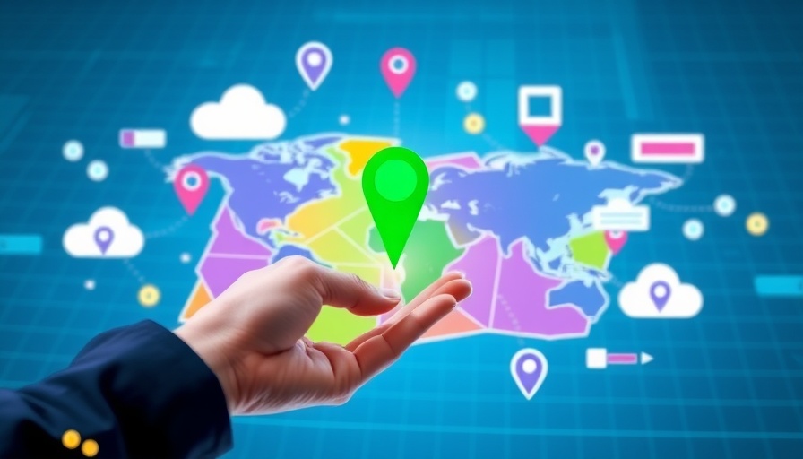 Local SEO for travel operators depicted with digital map and icons.