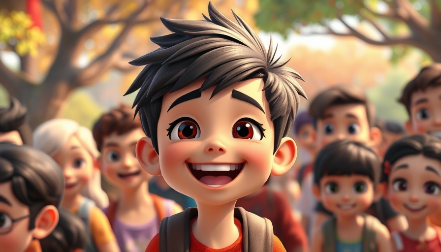 Animated character celebrating baptism's new life significance in a joyful scene.