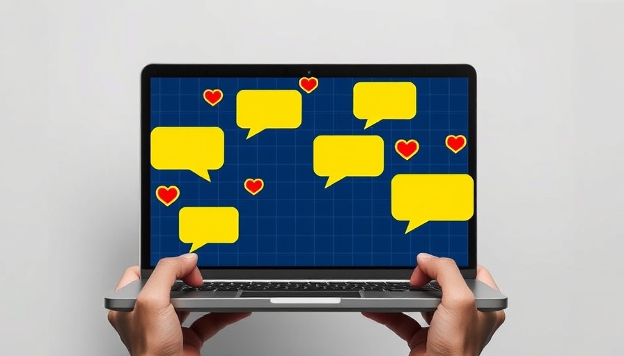Digital interaction with chat bubbles on laptop screen highlighting online forum communication.