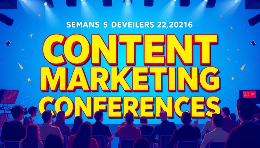 Vibrant graphic listing content marketing conferences 2025.