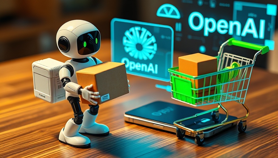 OpenAI Shopify Shopping Search Partner with robot and smartphone.