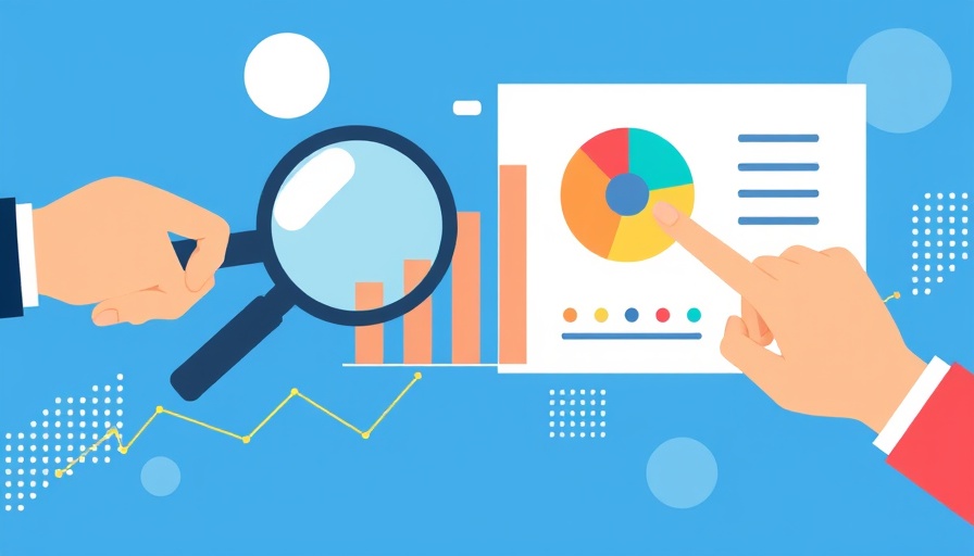 Stylized data analysis graphic with hands and charts in vibrant blue.