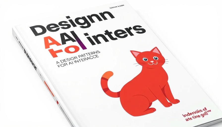 Design Patterns For AI Interfaces magazine cover with playful cat illustration.