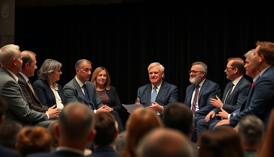 Panel discussion on a stage for a documentary about refugees.