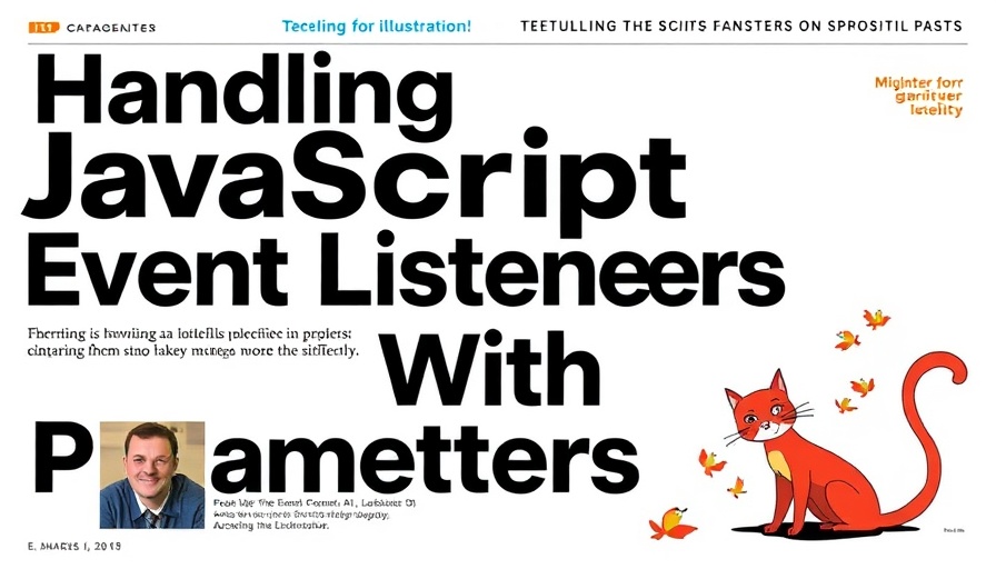 Cover on JavaScript Event Listeners with Parameters, vibrant and illustrative.