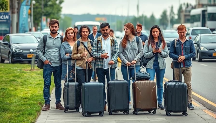 GC Session travelers delay experience with luggage outdoors.