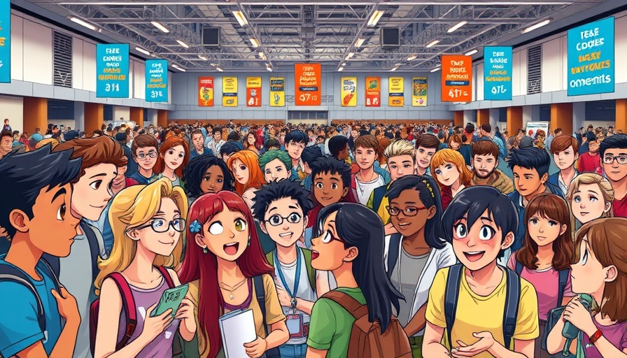 Diverse teens in animated discussions at a leadership convention
