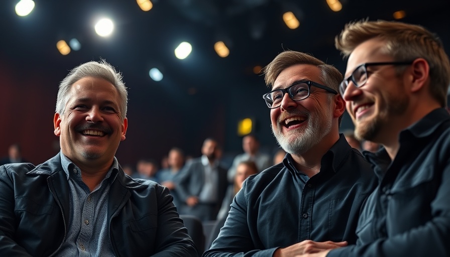 AI agent presentation with smiling tech experts.