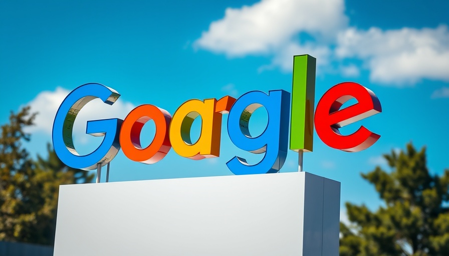 Colorful Google logo on white pillar, vibrant outdoor view