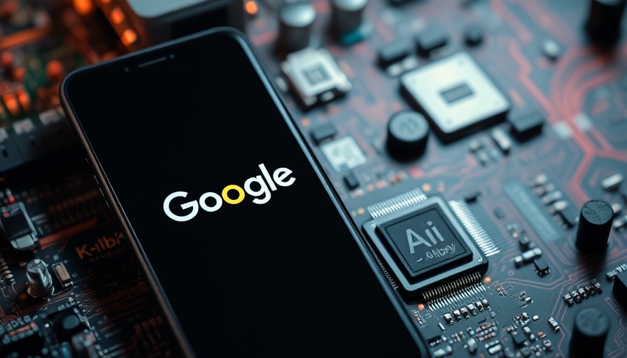 AI Tool for Google Analytics visual concept with Google logo and AI chip.