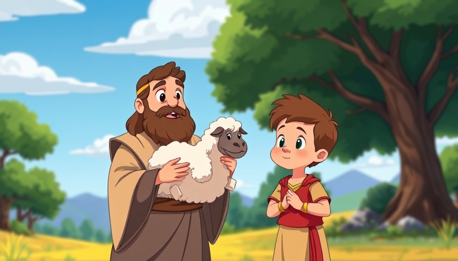 Gideon fleece test Bible stories animation in bright outdoor scene.