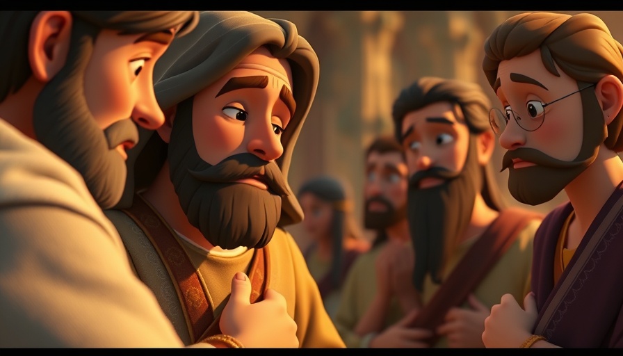 Inspirational scene depicting power of prayer in SDA faith with biblical figure and disciples.