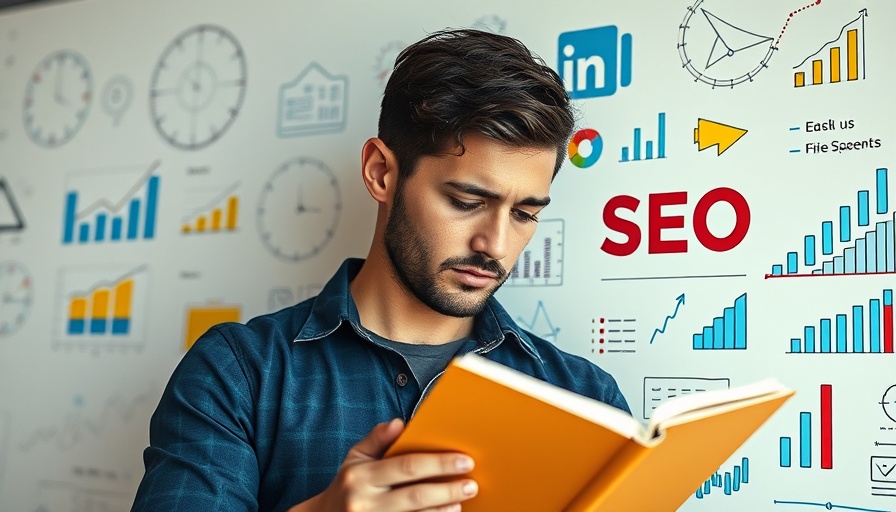 Young man studying SEO strategies on digital whiteboard for AI-driven search.