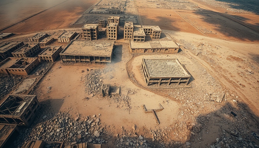 Arial view of Rafah's destruction impacting SDA community.