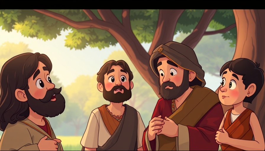 Animated depiction of biblical figures illustrating unconditional love.