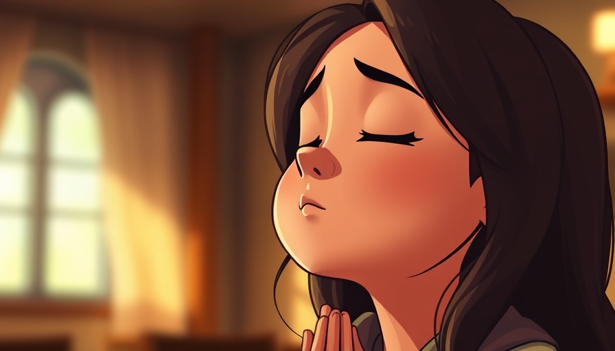 Illustration of person praying depicting God's mercy and love.
