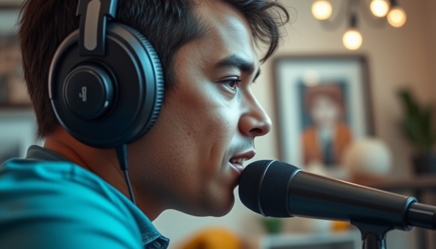 Person discussing understanding the AI market with headphones and microphone.