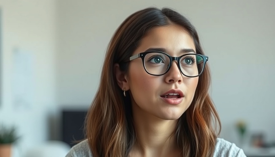 Young woman discussing AI security development indoors.