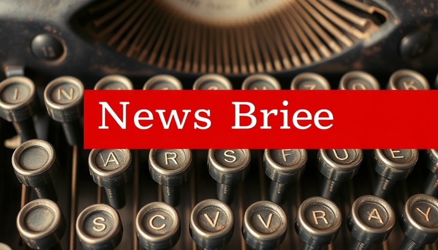 SDA News typewriter keys with red 'News Briefs' text, vintage style.