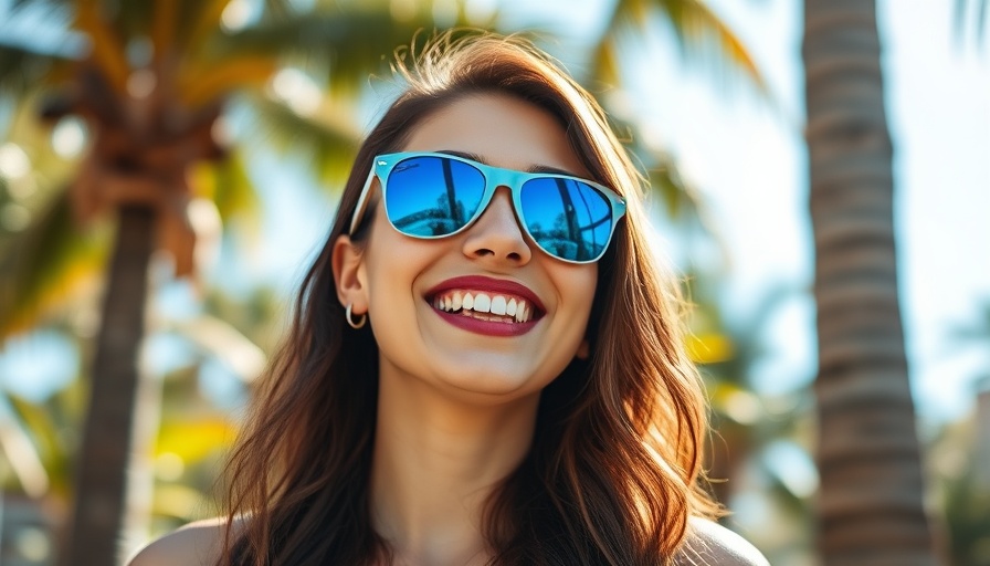 Cherri-Ann’s Caribbean Photo Journey: Woman with blue sunglasses smiling outdoors.