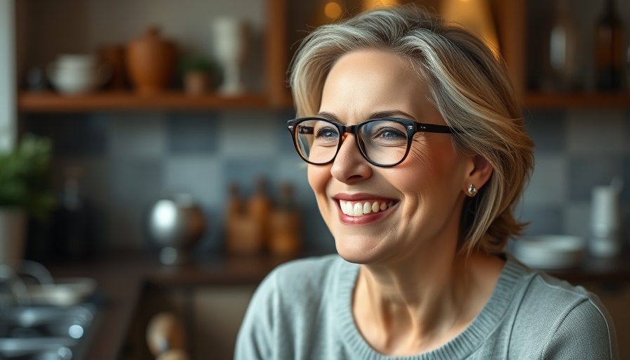 Cheerful woman in a cozy kitchen for Heather's August Recipe Challenge
