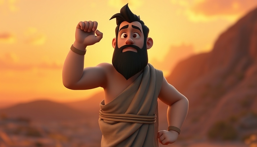 God values hard work and effort represented by animated character at sunset.