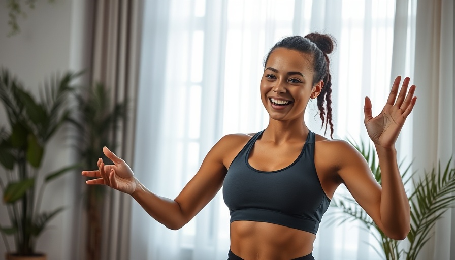 Smiling woman gesturing indoors, FB 30-30 Release setting