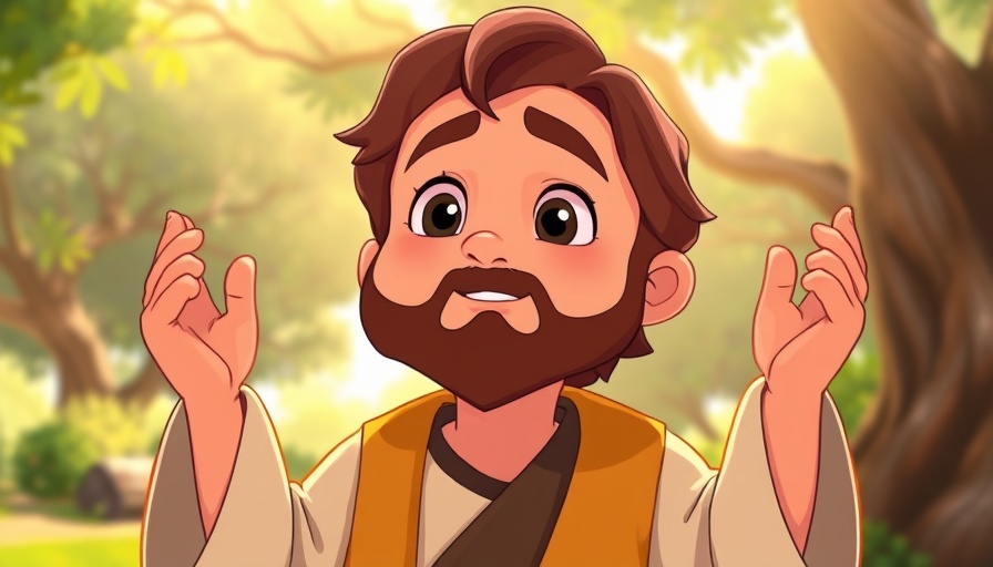Animated character in prayer with inspirational message, keep praying and thanking God.